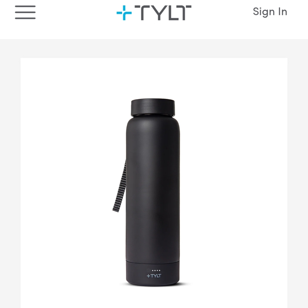 TYLT Power Bottle 2.0 Black 24 Oz.